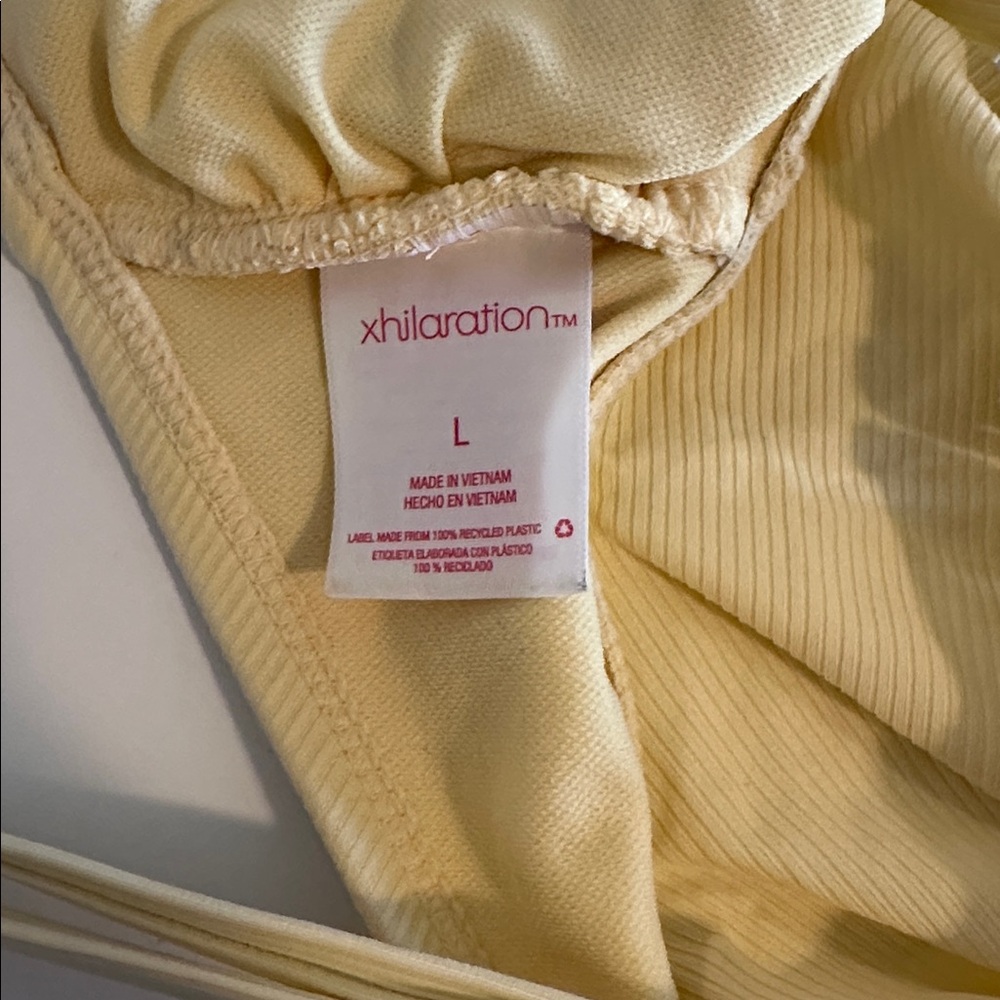 Target Yellow Ribbed Ruffle Swimsuit Top - Picture 2 of 3